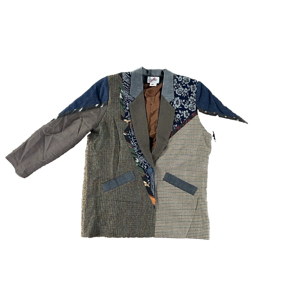 Mary Flanagan Women's Vintage Wool Patchwork Blazer Designer Retro Large